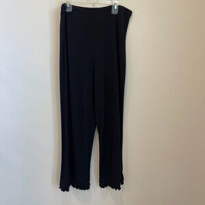 J Jill Pants Women Med Petites Black Ruffle Hem Pants Crop Fit Slim Leg Stretch